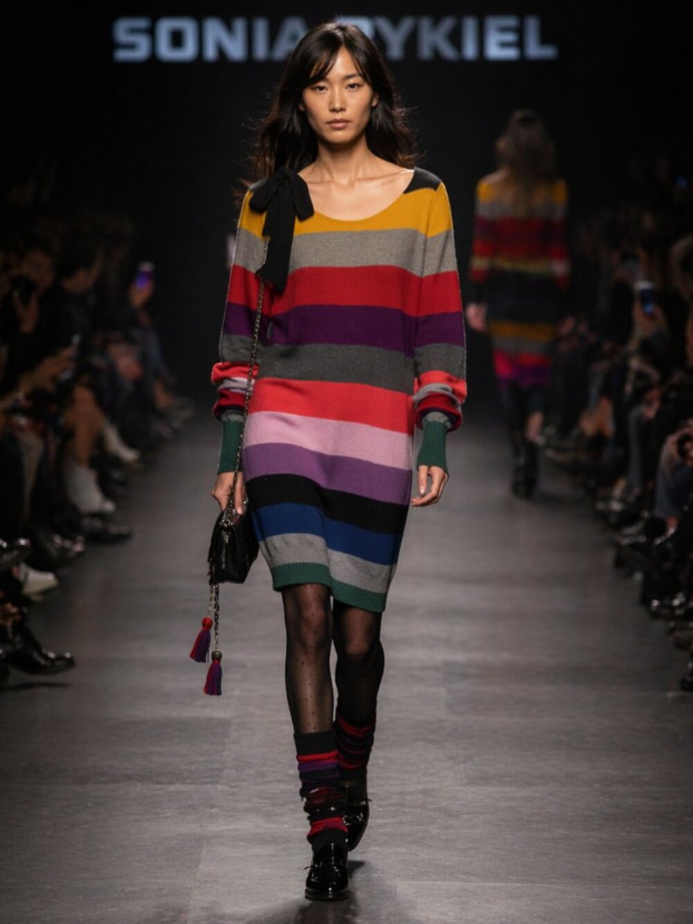 Sonia Rykiel Multicolor Striped Sweater Dress